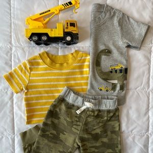 Carter’s 3 piece Camo Dino Construction jersey t-shirt set